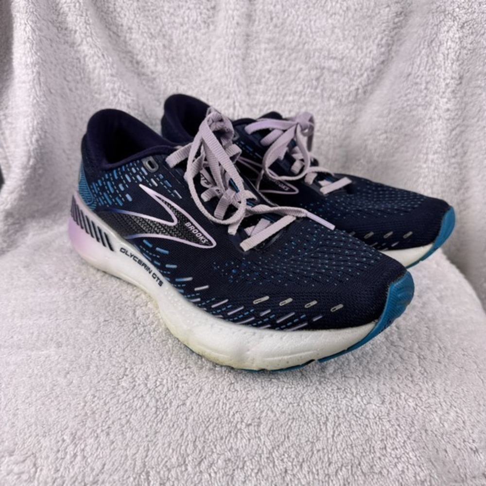 BROOKS Womens Glycerin GTS 20 Athletic Shoes US 8.5 Navy Lavender‎ Teal